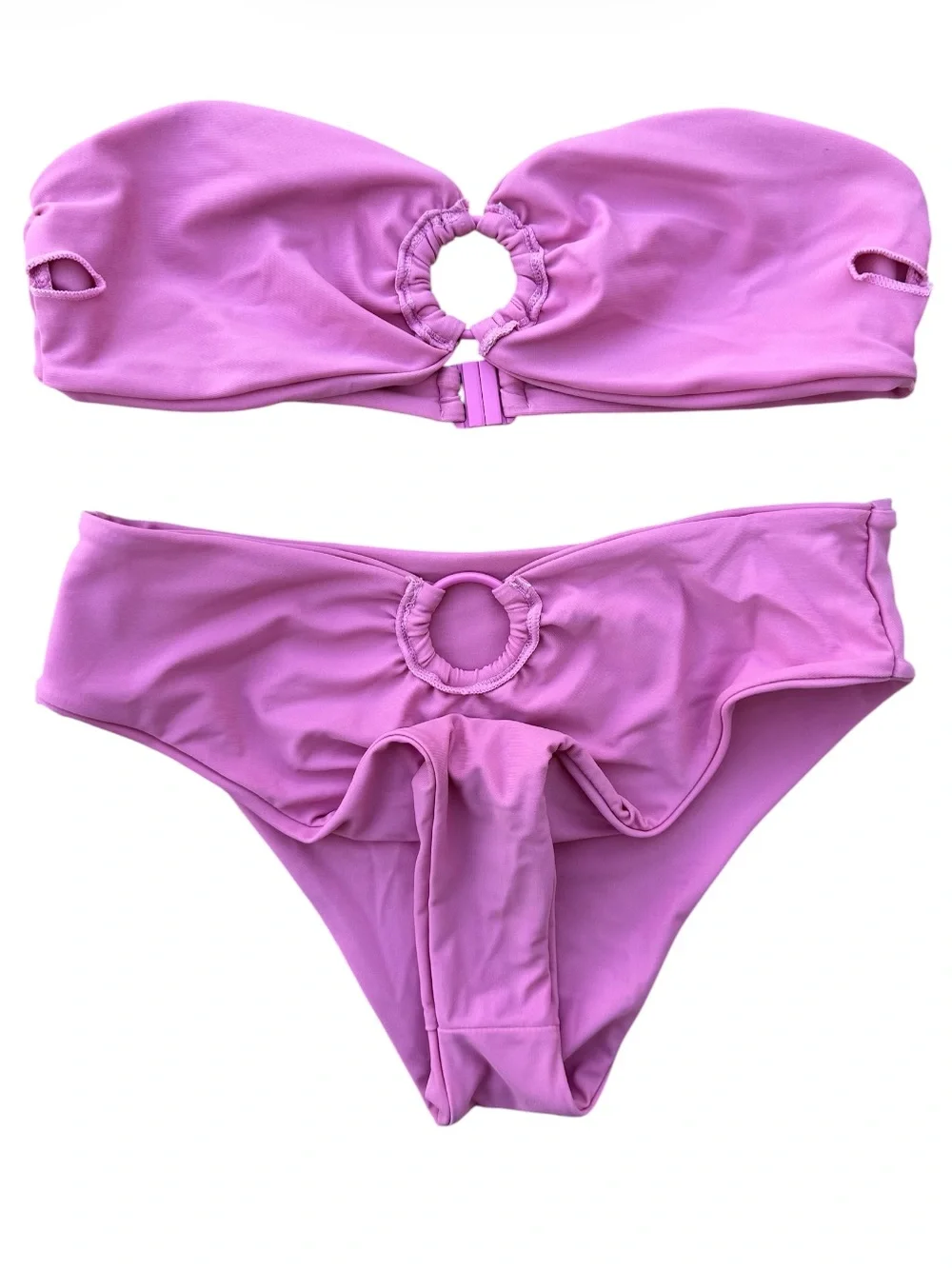 AURELLE Women’s Orchid Pink O-Ring Strapless Two-Piece Bikini Set Size M